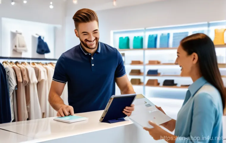 쇼핑매니저의 단기 목표 설정 - **Personalized Omnichannel Experience:**
A bright, modern retail store interior during the day, ...