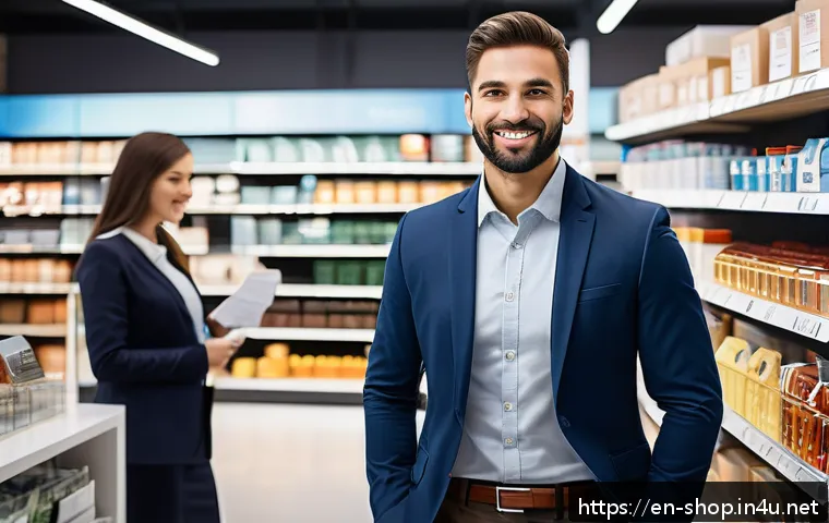 쇼핑매니저 자격 취득 방법 - A professional shopping manager in a modern retail store environment, confidently leading a diverse ...